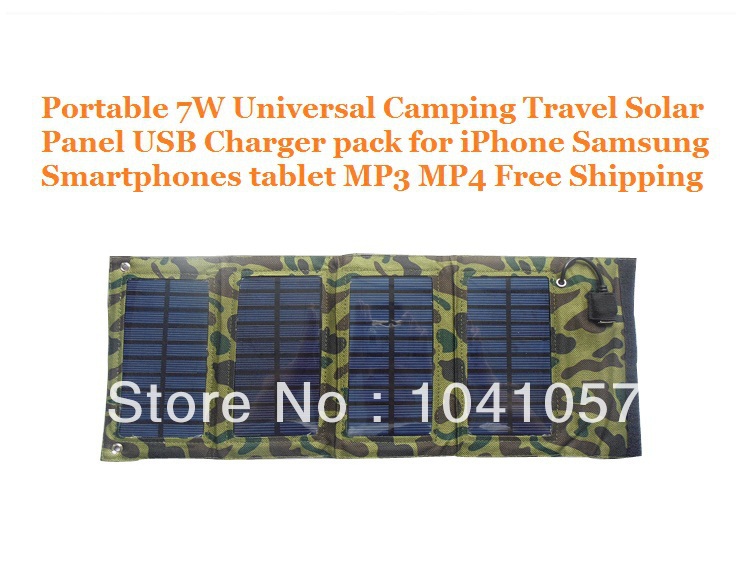 Portable 7W Universal Camping Travel Solar Panel USB Charger pack for iPhone Samsung Smartphones tablet MP3
