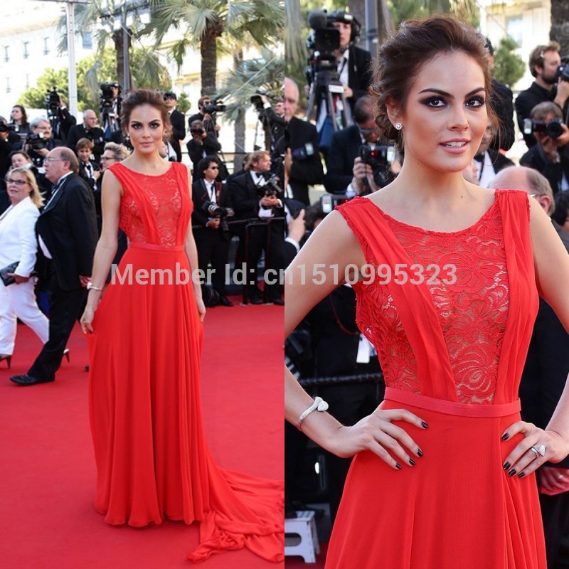 Custom-Made-High-Neck-Low-V-Back-Red-Chiffon-Long-Red-Carpet-Dress ...