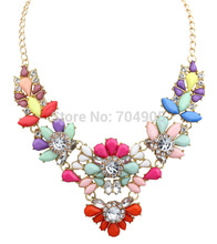 Jewelry Wholesale 2014 New High Quality Jewelry Fashion Women Color Crystal Statement Collar Necklace jc Necklaces & Pendants