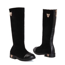 High quality brand design women flat boots knee high fashion dress autumn winter motorcycle boots black yellow shoes