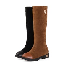 High quality brand design women flat boots knee high fashion dress autumn winter motorcycle boots black