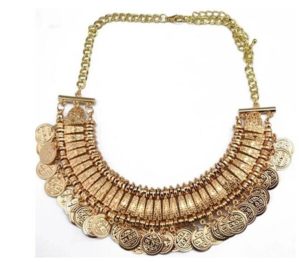 Retro vintage antique jewelry coin necklace tribal egypt gypsy steampunk statement gargantilha maxi colar cigano collier