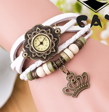 New Hot Sale Original High Quality Women Genuine Leather Vintage Watches Bracelet Wristwatches Alloy Crown Pendant