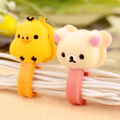 Electronic 2014 New 6pcs Cartoon Animal Hello Kitty Smart Wire Cord Cable Winder Drop Clips Ties