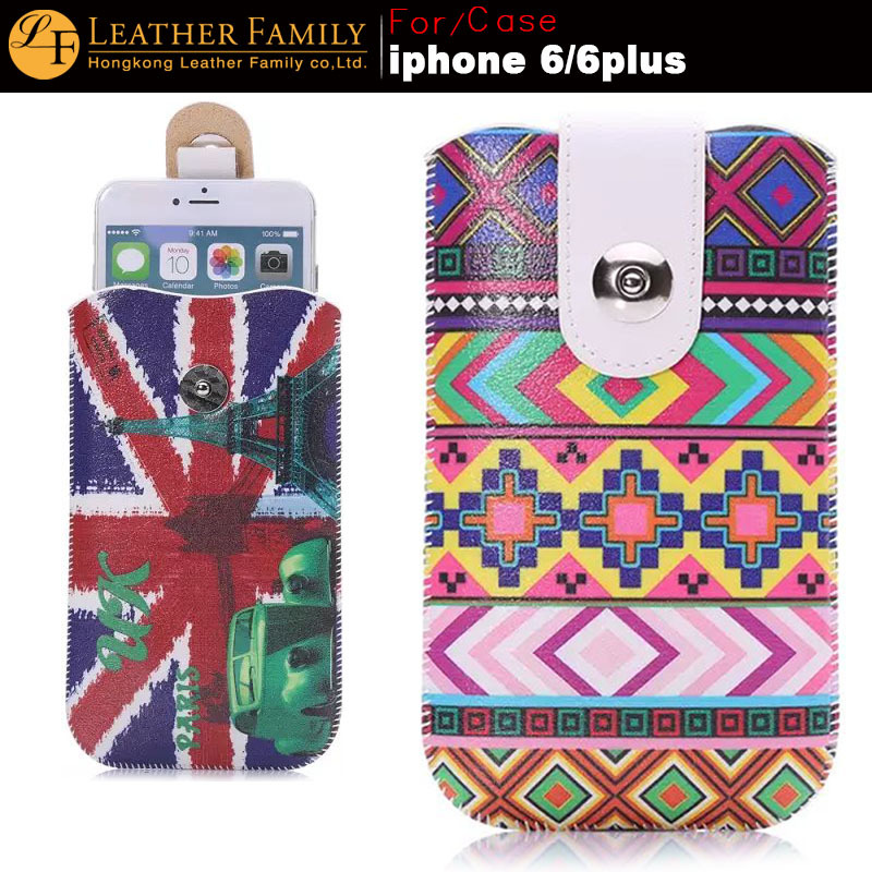 Newest For iPhone6 5 5 Rope Holster PULL TAB Leather Pouch Stay Cord Bag Leather Case