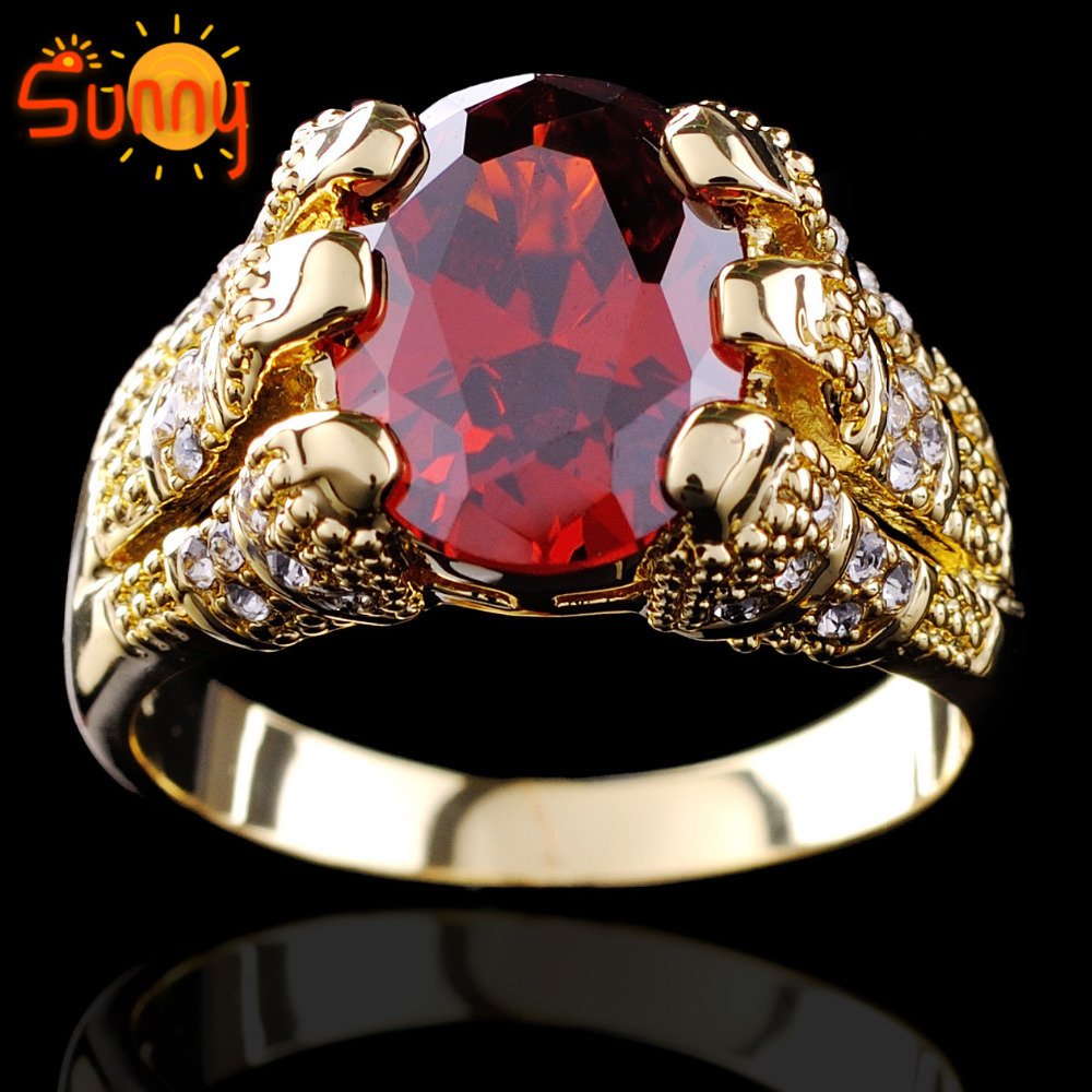 Jewelry Brand New ruby men s 10KT yellow Gold Filled Ring size9 10 11 12 1
