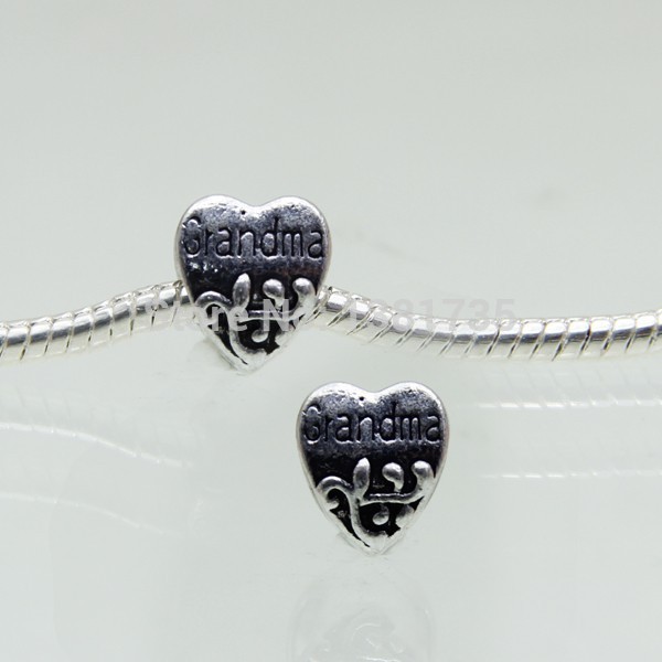 10pcs 11 11mm Sweet European Metal Heart Beads Fit Pandora Bracelet Silver Heart Beads For Gift