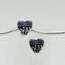 30pcs 11*11mm Antique silver “grandma” heart charm beads fit charm bracelets jewelry findings DIY Free shipping! HJ00295