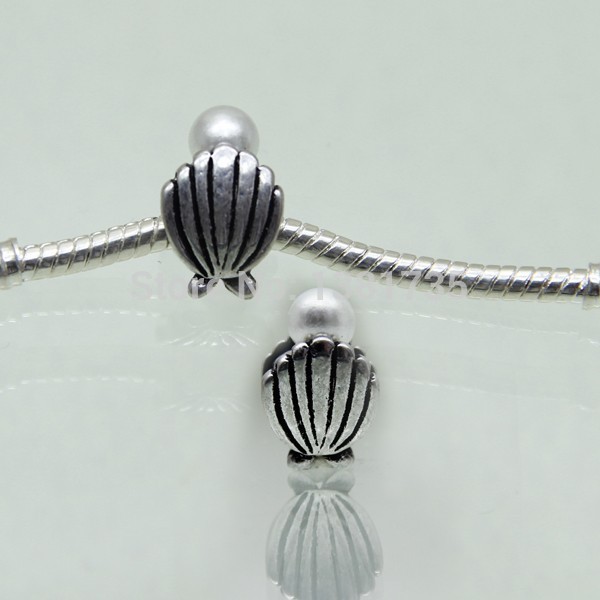 10pcs10 16mm Fashion Shell Pear Charm European Beads Fit Pandora Bracelets For Women Jewelry Making Free