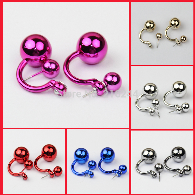 Fashion classic hook pearl earring double bead circle earrings 6 colors jewelry earrings for women 1