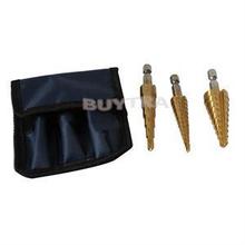 2014 New HE delicate 3pc Quick-change 1/4″ Coated Step Drill Bit Set Household Power Tool Drill Bit EH