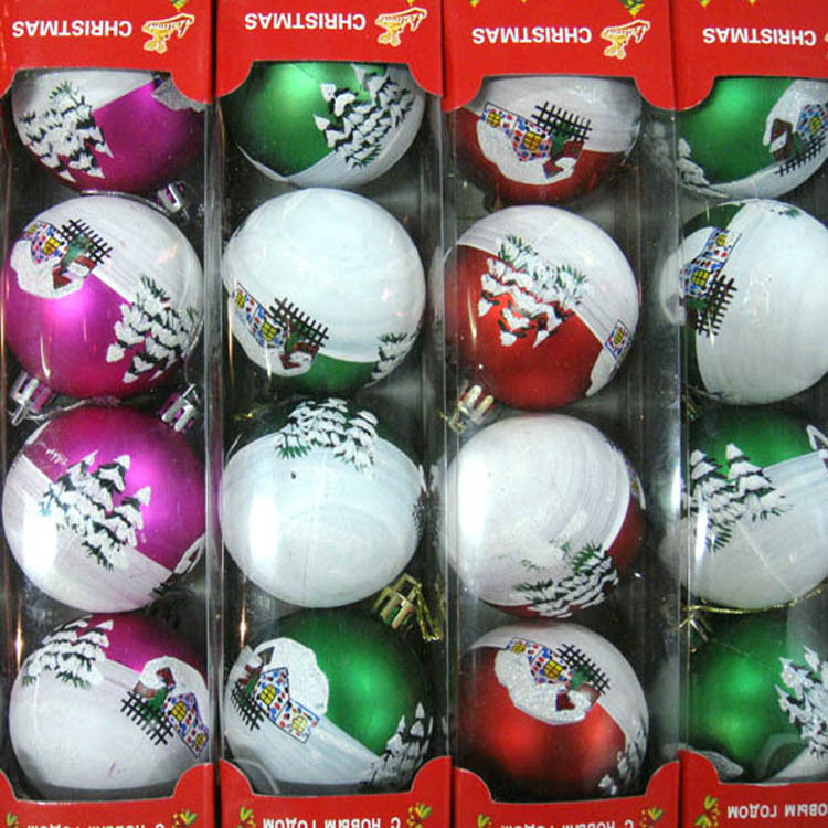 4pcs/lot Christmas Decoration Supplies Dia 6cm Plastic Colored Drawing ...