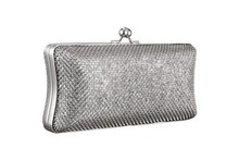 Free shipping Fashion Design Diamond Womens Metal Mesh Cluth Evening Bags Gold Ring Clutch for wedding