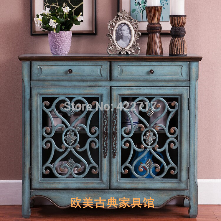 Free shipping Retail American wood entrance hall cabinet retro cut off 