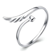 Free shipping 2014 new arrival 925 sterling silver angel wing love heart ladies adjustable rings wholesale