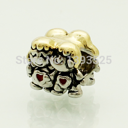 2014 genuine gold plated silver color beads fit Pandora bracelets girl boy charm bracelets and jewelry
