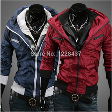 2015 New Top Freeshipping Rib Sleeve Patchwork Autumn winter Europe Men s Jacket Leisure Individual Jackets