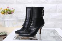new 2014 autumn winter fashion brand women’s shoes pointed toe thin  Heels genuine leather ankle boots size 35-40 ,1608