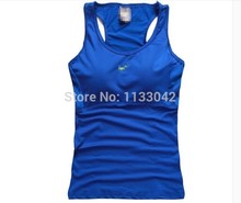 New yoga female sports shirt, vest, running fitness yoga sports vest   Blue   free shipping