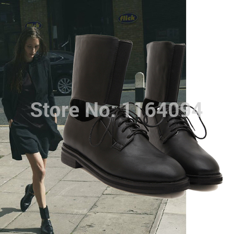 Celebrity Streetwear Women Lady Fashion Punk Cut Out Lace Up Flat Heel Ankle Boots Gladiator PU