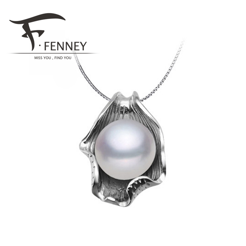 FENNEY 100 natural Pearl Pendant Drop Shape Natural Freshwater Pearl Silver Necklace Pendant Free Shipping