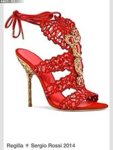 sexy 2014 summer fashion women luxury brand designed high heels Sandals genuine leather goldden silver diamond