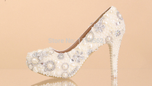 2014 Wedding Shoes Celebration Party Handmade White Bridal Shoes Gorgeous 12cm High Heel Shoes Imitation Pearl