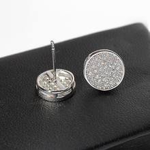Platinium 10mm Round Mirco paved zircon stud earrings for men man high quality big size unisex