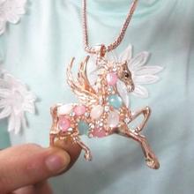 Free Shipping Min Order 10 Multicolours Cupid Crystal Hollow Feather Angel Wing Horse Necklace Imitation DIomand