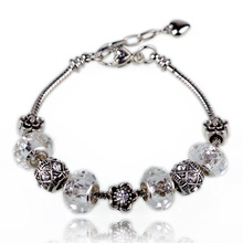 Free shipping 2014 NEW Bracelets & Bangles, 925 plated silver bracelets for women, beads charm bracelets jewelry