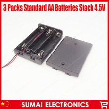 50pcs/lot Battery Box Slot Holder Case for 3 Packs Standard AA 2A Batteries Stack 4.5V With cover with switch
