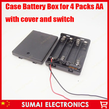 FreeShipping 30pcs/lot The 4 AA Battery Box / Case / Holder with Lid and Switch 6V