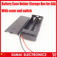 Free Shipping ! 100% Perfect Quality New 20pcs hold 2 AAA Battery Holder Box ,3V battery Box Case with ON/OFF Switch Black