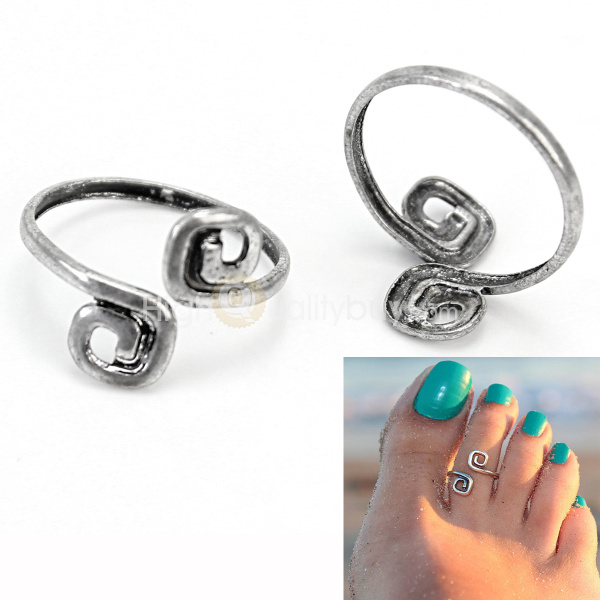 2 Pcs Unique Design Size Adjustable Toe Ring Spring Summer Foot Beach Jewelry