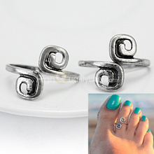 2 Pcs Unique Design Size Adjustable Toe Ring Spring Summer Foot Beach Jewelry