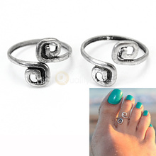 2 Pcs Unique Design Size Adjustable Toe Ring Spring Summer Foot Beach Jewelry