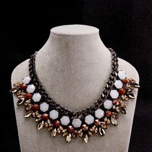 New 2014 Fashion Black Gun Plated Necklace For Women Multicolor Crystal Choker Necklaces & Pendants Jewlery Collar Jewellery
