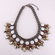 New 2014 Fashion Black Gun Plated Necklace For Women Multicolor Crystal Choker Necklaces Pendants Jewlery Collar