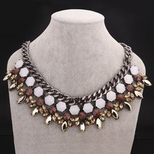 New 2014 Fashion Black Gun Plated Necklace For Women Multicolor Crystal Choker Necklaces Pendants Jewlery Collar