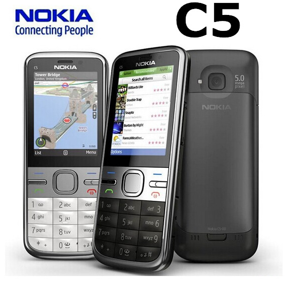 Восстановленное C5-00 оригинальный телефон разблокирована Nokia C5 сотовые