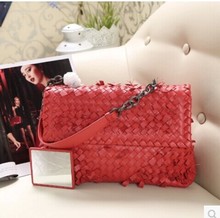 Free Shipping Genuine Italian Leather Women’s Shoulder Bags ,Fashion Woven Lady Brand Tote Bag Handbag 30*20*12 cm
