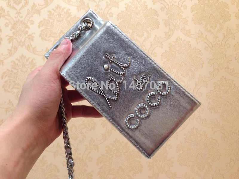 cc Milk cartons metallic cosmetic case 2014 Winter Messenger Bag name brand women bag