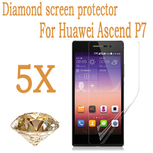 5.0” Mobile Phone Diamond Protective Film Huawei Ascend P7 Screen Protector Guard Cover Film For Huawei P7- 5PCS/Wholesales