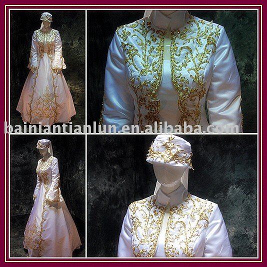 golden embroidery muslim wedding dress