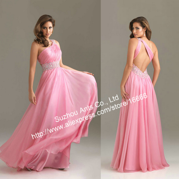 FB076 Stylish Beaded Gown for Party Long Sexy Pink Evening Dress