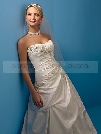 ALine Princess Optional paghetti Straps Taffeta Wedding DressesBride 