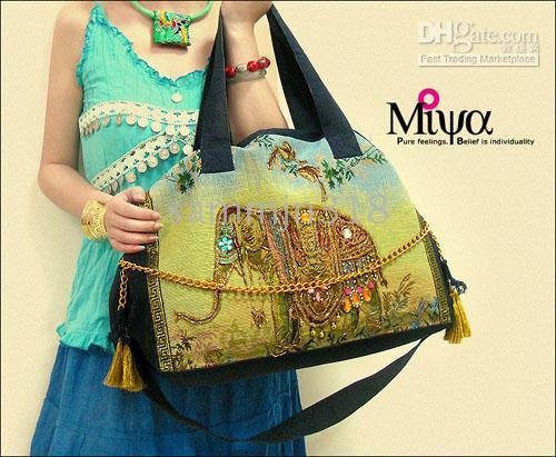 New arrived Hot Selling Embroidery tote bags/ canvas bags/ lady bags/Fashion bags, elephant design(China (Mainland))