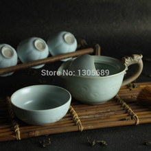 2014 hot selling portable travel tea set ruyao kiln boutique porcelain tea pot with infuser tea cup marked crackle glaze gift