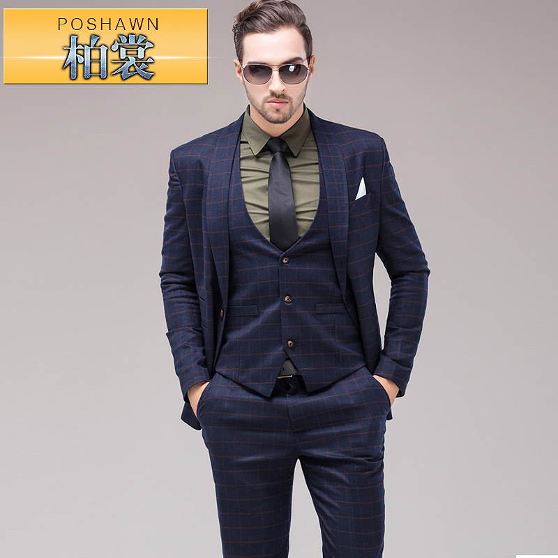 Male Plaid Suit Blue Vintage Male Plaid Suit Blue Vintage