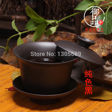 2014 hot selling Chinese zisha tea set purple clay gaiwan 100ml lid bowl saucer tea brew cup service gift on sales promotion